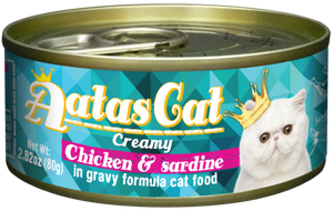 Aatas Cat Creamy Chicken & Sardine In Gravy Canned Cat Food 80g (24pcs)