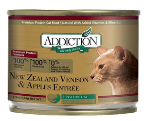 ADDICTION CAT VENISON & APPLES GRAIN FREE 185G X 24 CANS