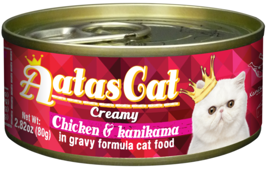 Aatas Cat Creamy Chicken & Kanikama In Gravy Canned Cat Food 80g (24pcs)