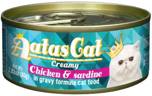Aatas Cat Creamy Chicken & Sardine In Gravy Canned Cat Food 80g (24pcs)