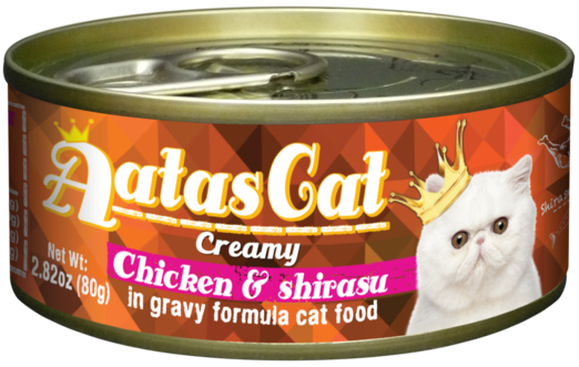 Aatas Cat Creamy Chicken & Shirasu In Gravy Canned Cat Food 80g (24pcs)