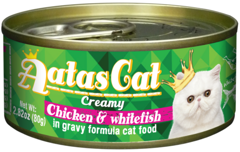 Aatas Cat Creamy Chicken & Whitefish In Gravy Canned Cat Food 80g (24pcs)