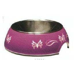 54528 STYLE BOWL WITH PATTERNS AND STAINLESS STEEL INSERT - BUTTERFLY