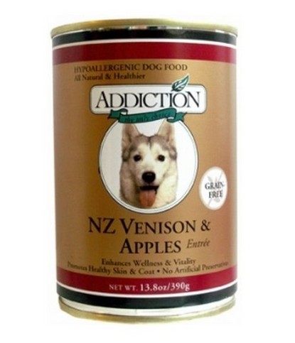 ADDICTION CANNED DOG FOOD NZ VENISON & APPLES ENTREE-GRAIN FREE (24 CANS)
