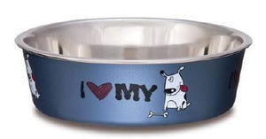 Loving Pets - Bella Bowls (Designer&Expression) I love dog - Steel Blue Medium