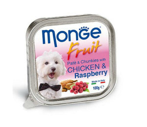 Monge Dog Chicken with Raspberry 100g- 32 trays