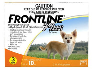 FRONTLINE PLUS FOR SMALL DOGS UP TO 10KG (3 TUBES)