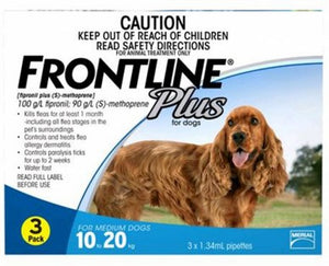 FRONTLINE PLUS FOR MEDIUM DOGS 10 - 20KG (3 TUBES)