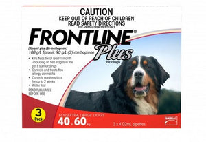 FRONTLINE PLUS FOR EXTRA LARGE DOGS 40 - 60KG (3 TUBES)