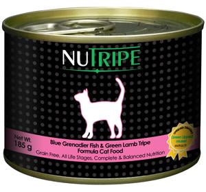 Nutripe Blue Grenadier Fish & Green Lamb Tripe Formula Cat Food 185g (24/carton)
