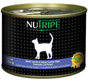Nutripe Beef, Lamb & Green Lamb Tripe Formula Cat Food 185g (24/carton)
