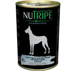 Nutripe Ambrosia Lamb & Green Lamb Tripe Formula with added Apples Dog Food 390g