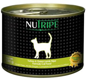 Nutripe Turkey & Green Lamb Tripe Formula Cat Food 185g (24/carton)