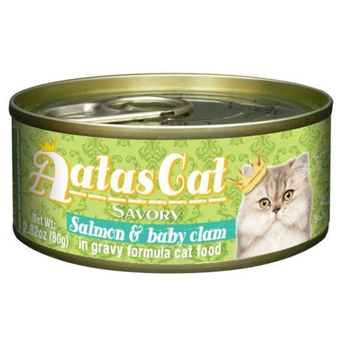 Aatas Cat Savory Salmon & Baby Clam in Gravy Canned Cat Food 80g (24pcs)
