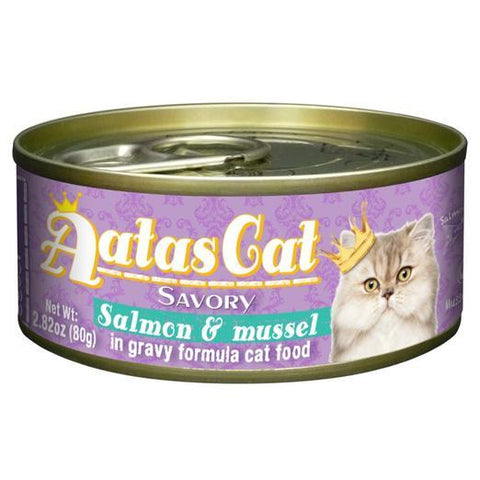 Aatas Cat Savory Salmon & Mussel in Gravy Canned Cat Food 80g (24pcs)